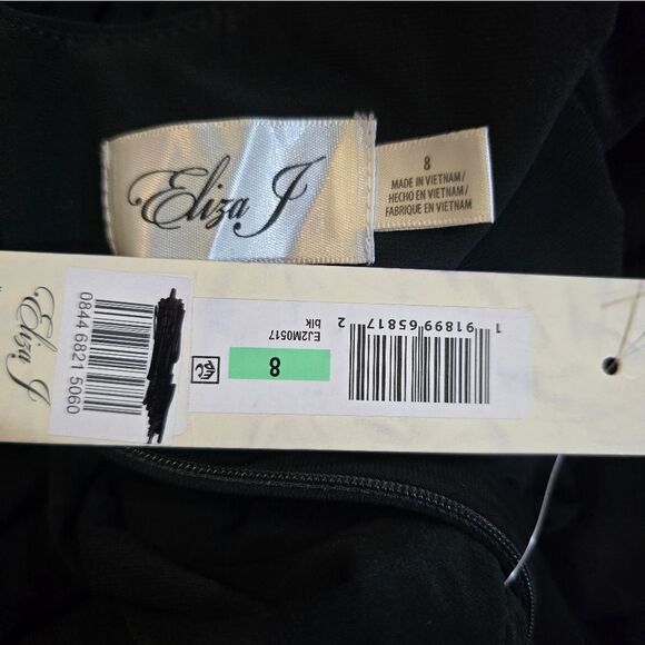 Eliza J Wrap Front Tulip Hem Cocktail Dress NWT size 8 Black - Picture 5 of 5